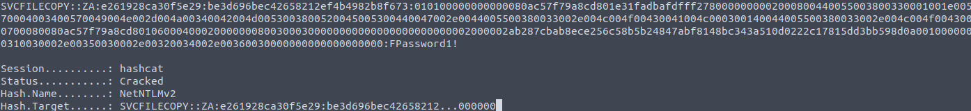 Hashcat Cracking Output