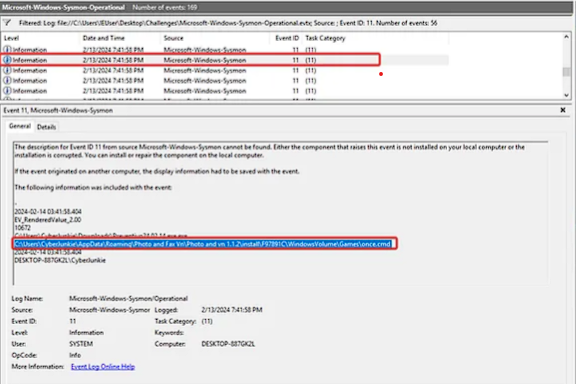 Sysmon Event ID 11 - once.cmd