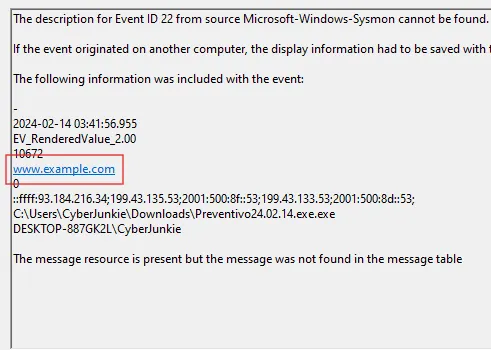 Sysmon Event ID 22 - DNS Query